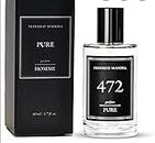 Eau de parfum Pure 472 pour homme, en flacon vaporisateur. Même formule que Creed ! Fabriqué dans la même usine allemande que Drom Fragrances. Eau de Parfum (50 ml).