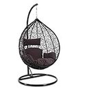 CITE Single Seater Heavy Iron Hanging Egg Swing Lounge Chair with Tufted Soft Deep Cushion Backyard Relax for Indoor, Outdoor, Balcony, Deck, Patio, Home & Garden (Brown)