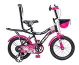 HI-FAST 16 inch Kids Cycle for 4 to 7 Years Boys & Girls with Training Wheels & Carrier (KIDOZ-16T-95% Assembled), Pink