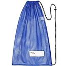 Drawstring Sports Equipment Mesh Bag For Swimming Beach Diving Travel Gym (Blue)
