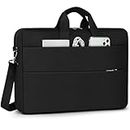 Laptop Bag 15.6 Inch Slim Briefcase Waterproof Laptop Case for Men Women Lightweight Computer Bag for Travel Business Work, Black