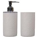 SHENRON Bathroom Accessories Set for Utility and Bathroom Decor | Handwash Liquid Soap Dispenser Pump and Toothbrush Holder Combo for Bathroom, Kitchen, Wash Basin, Sink - Plain White