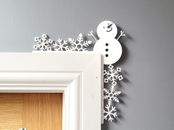 Decorazione natalizia pupazzo di neve bianco, finitura porta, ornamento fiocco di neve per bambini, Natale