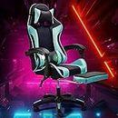 Furb Gaming Chair Two Point Massage Lumbar Ergonomic Executive Chair Racing Chair Recliner with Footrest and Headrest, SGS Listed Gas-Lift,110KG Capacity-Cyan