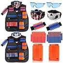 Tactical Vest Kit for Nerf Guns,2 Pack,With Refill Darts, Dart Pouch, Reload Clips, Mask-Wrist Band,Glasses,N-Strike Elite Series for Boys Girls,Gift for Kid Toy Play Outdoor Activities