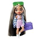Barbie Extra Minis Doll #2 (5.5 in) Wearing Checkered 2-Piece Fashion & Jacket, with Doll Stand & Accessories Including Sunglasses and Boombox, Kids 3 Years Old & Up​, ‎hgp64 - Multicolour (HGP64)