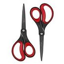 LIVINGO 2 Pack 8" Titanium Non-Stick Scissors, Professional Stainless Steel Comfort Grip, All-Purpose, Straight Office Craft Scissors(Red/Black,20.3cm)