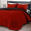 downluxe King Size Comforter Set - Red and Black King Comforter, Soft Bedding Comforter Sets for All Seasons, King Comforter Set - 3 Pieces - 1 Comforter (104"x92") and 2 Pillow Shams(20"x36")