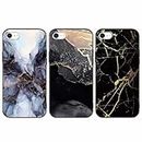 Foonary 3 Pack Print Phone Case Compatible with iPhone 8/SE 2022/7/SE 2020 4.7", Ultra Slim Fit Soft Silicone with Marble Design Aesthetics Pattern, Shockproof Bumper Protector Black Matte Cover