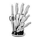nuovva Kitchen Knife Set with Rotating Stand - Sharp Stainless Steel Knives Set - 360 Degree Rotating Block