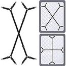 Siaomo Bed Sheet Holder Straps - Adjustable Crisscross Clips Elastic Band Fitted Bed Sheet Fasten Suspenders Grippers,2Pcs/Set Black