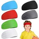 6 Pcs Kids Boys Headbands for Boys Athletic Sweatbands Boys Headbands for Kids Football Headband Youth Kids Sweat Bands Sweat Absorbing Elastic Hairband (Multi Colors)