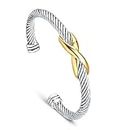 UNY Jewelry Bracelet Two Tone Criss Cross X Shape Infinity Twisted Cable Bangle Designer Inspired Women Jewelry Christmas Gifts (Single 2 Tone)