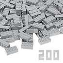Unirolic Classic Building Bricks, 200 Piece 2x4 Building Blocks STEM Creative Building Toys Compatible with All Major Brands, MOC Building Bricks DIY Play Set for Kids Age 6+ (Light Grey)