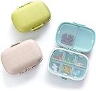 COZY nose - Pill Medicine Organizer Storage Box with 8 Compartments - Moisture Proof, Made of Food Grade Cereal Fiber, BPA free Wheat Straw Material, Ideal for Travel, Pocket, Purse, Daily Pill Case, Portable Medicine Vitamin Holder Container - 1 Pc (White)