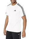 adidas Men's Essentials Base 3-Stripes Training T-Shirt, White/Black, Medium