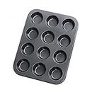 Muffin Tin, Round Cake Tin, Bread Tin with 12 Muffin Tins, Non-Stick Coating, 36 x 27 x 3 cm, Baking Mould for Muffin or Cupcake