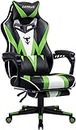 Zeanus Green Gaming Chair, High Back Gamer Chair with Footrest, Recliner Computer Chair with Massage, Big and Tall Desk Chair for Gaming, Ergonomics Game Chair for Adults, Racing Gaming Chair Tall