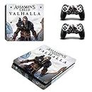 TCOS TECH PS4 Slim Skin Protective Wrap Cover Vinyl Sticker Decals for Playstation 4 Slim Version Console and Dual Shock 4 Sticker Skins PS4 Slim Skin Console and Controller (Assassins Creed Valhalla)