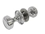 Pair of Chrome Reeded Rimmed Ribbed Queen Anne Style Beehive Door Knobs