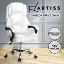Artiss Executive Office Chair Computer Gaming Chairs PU Leather Recliner White