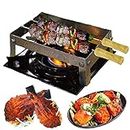 HOTLIFE Geico-Master Nano Portable Folding Outdoor Barbeque Charcoal & Gas Bbq Grill Oven Gi Steel + 2 Nos of Bbq Still Needles with Wooden Handle Kitchen tools/Chhota Tandoor Stand, Free Standing
