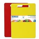 KOLORR Home Mate Large Pack of 2 Red & Yellow Vegetable and Fruits Plastic Chopping/Cutting Board for Home/Kitchen/Hotels Restaurants BPA Free
