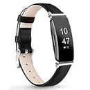 Leather Band for Fitbit Inspire 2 Bands for Women Soft Slim Leather Replacement Straps for Fitbit Inspire HR/Fitbit Inspire/Fitbit Ace 2 Fitness Tracker (Black)