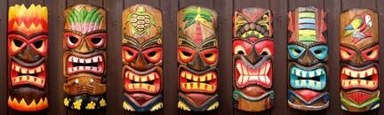 Tiki Bar Mask 30cm Wooden Decoration Handcarved Painted Wall Decor Accessories