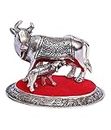 Fashion Bizz Oxidized White Silver Metal Religious Cow and Calf Handmade Handicraft for Home Decor Gift Item