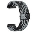 Tobfit Nylon Single Loop Woven Watch Strap Compatible with Fitbit Versa/Versa 2 Smart Watch (Watch Not Included), Removable Sport Belt for Men and Women (Black and Grey)