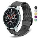 SPINYE Band Compatible for Galaxy Watch 46mm, 22mm Stainless Steel Metal Mesh Strap for Samsung Gear Frontier/Classic/Moto 360 2nd Gen 46mm Women Men, if Applicable (Black)