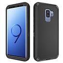 Asuwish Phone Case for Samsung Galaxy S9 Plus Cell Cover Hybrid Rugged Shockproof Hard Protective Drop Proof Full Body Heavy Duty Mobile Accessories Glaxay S9+ 9S 9+ S 9 9plus S9plus Women Men Black
