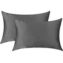 The Universal Wardrobe Satin Silk 300 TC Pillow Case Cover for Hair and Skin (Standard - 20 x 26 Inch, Castlerock Gray) - Set of 2
