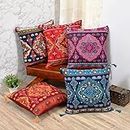 Indian Ethnic Pillow Covers Throw Cover For Couch Western Arabian Decor Set of 5 Colorful Outdoor Cushion Boho Holiday Bedroom Sofa Stuff Large Indie Bohemian Mandala Decoration Size(16x16)