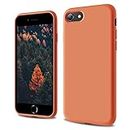 CALOOP Designed for iPhone SE Case 2020/2022, iPhone 8/7 Case, Liquid Silicone Full Body Protective Covered Silky-Soft Anti-Scratch Gel Rubber Slim Shockproof Cover 4.7 inch, Orange
