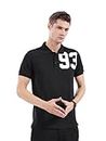 The Indian Garage Co Men Black Slim Fit Graphic Printed Polo Collar T-Shirt