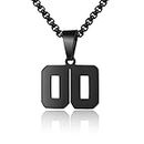 Number Necklace for Boy Black Athletes Number Stainless Steel Chain 00-99 Number Charm Pendant Personalized Sports Jewelry for Men Basketball Baseball Football, Stainless Steel, No Gemstone
