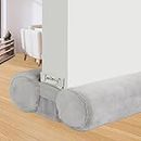 fowong Draft Excluder for Doors, 90cm Under Door Draught Excluder Seal Reduce Noise - Double Side Draught Stopper, Machine Washable, and Easy to Install - Grey