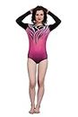 स्वदेस SPORTS Full Sleeve Delightful Pink Leotard for Yoga, Gymnastics, and Mallakhamb with black short, Fabric Polyester & Lycra(fully elasticated) for Women (Size-S)