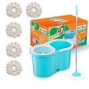 Kleanup Smart Spin Mop Big Wheels with 5 Microfiber Refills | Mops | Floor Cleaning Mop | Rod Stick with Bucket | Mop for Floor Cleaning | Pocha for Floor Cleaning | Mop Rod | Mopping Set