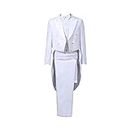 Men Tuxedo Suits Slim Fit Formal Magic Show Costume Tailcoat Jacket Cosplay Fancy Dress Jacket Prince Party Tux Embroidery Blazer Coats (as8, Alpha, l, Regular, Regular, White, L)