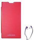 RRTBZ Flip Cover Case for Nokia Lumia 520/525 with Earphone -Red