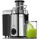 SiFENE Centrifugal Juicer, Juicer Machine with Extra-wide 3 inches Feed Chute, 3 Speed Juicer Extractor for Fruits & Vegetables, Citrus Juicer Easy to Clean, Electric Juicer Big Mouth BPA Free, Silver
