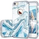 Fingic iPhone 6 6S Case, Marble Design Slim Case Glitter Bumper Hard PC Soft Rubber Anti-Scratch Shockproof Protective Phone Case Cover for Apple iPhone 6s iPhone 6 (4.7 inch) - Blue Marble