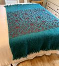 Pier 1 Imports Throw Blanket Dark Teal Brown 48”x58”+ 3” Fringe Quality Style
