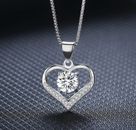 925 Sterling Silver Love Heart Cubic Zirconia CZ Pendant Necklace 18" Gift Box