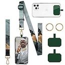 Cell Phone Lanyard, Crossbody Neck Lanyard, Hand Wrist Strap for Cell Mobile phone,Key chain, Card holder,ID Badge, Shoulder Neck Strap for all Smartphones.Free 2×Pads, 2×Metal Keyrings
