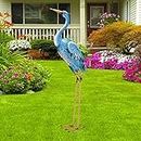 Nacome Large Standing Blue Metal Crane Garden Statue- Indoor/Outdoor Heron Garden Animal Sculpture for Home,Garden,Patio,Backyard,PorchYard Bird Art,Lawn Ornament Decoration,36.6inch Gift