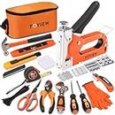 TOYIEW 75Pcs Staple Gun Tool Set with 4 in 1 Upholstery Staple Gun for Wood Heavy Duty and 1200 Staples, Multi-Functional DIY Decoration, Home Repair, Crafts, Great Use for Home, Classroom, Office